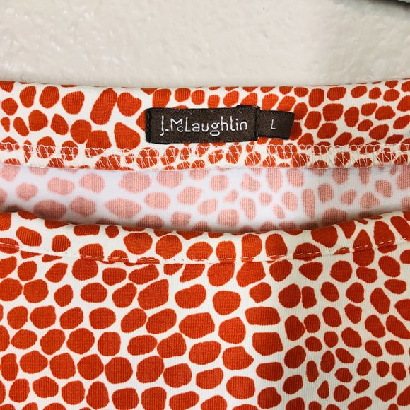 J. McLaughlin Animal Print Orange 3/4 Sleeve Ruched Waist Women Catalina Top - Picture 3 of 9